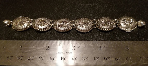 ブレスレット Numbering Square Concho Link Bracelet #8981 5BSA094 Concho Sterling Silver Link Bracelet, Handmade and Hand