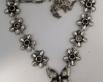 Butterfly with flowers necklace #2