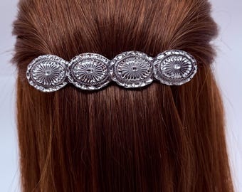 Western haarspeldje, zilveren Franse clip haarspeldje, western haaraccessoire, cowboy cowgirl haarspeldje, handgemaakte tinnen haarspeldje