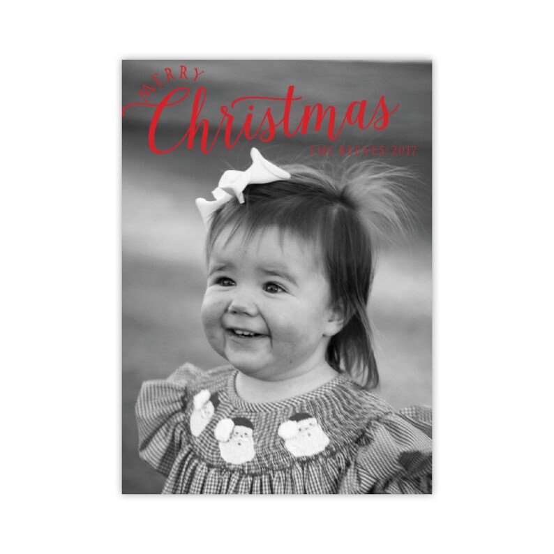 Photo Holiday Card All Around Merry Red Holiday Card Photo Christmas Card