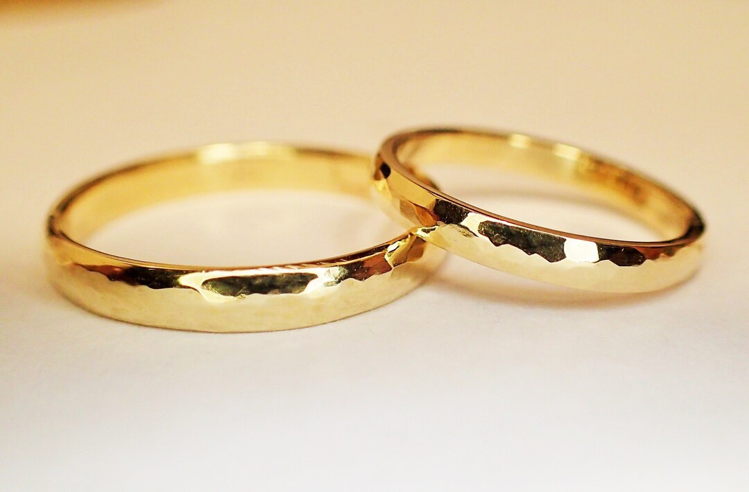 Wedding Rings GOLD HAMMERED Engagement Rings Etsy