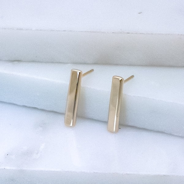 Earrings • Long Bar Stud Earrings • [14k Gold Filled | 925 Sterling Silver]