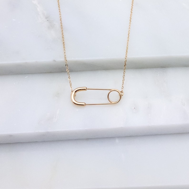 Gold Necklace Safety Pin Choker Necklace 14k Gold Filled Etsy