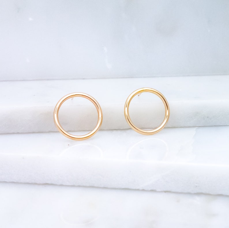 Gold Earrings Hoops Stud Earrings Large Open Circle Stud Etsy
