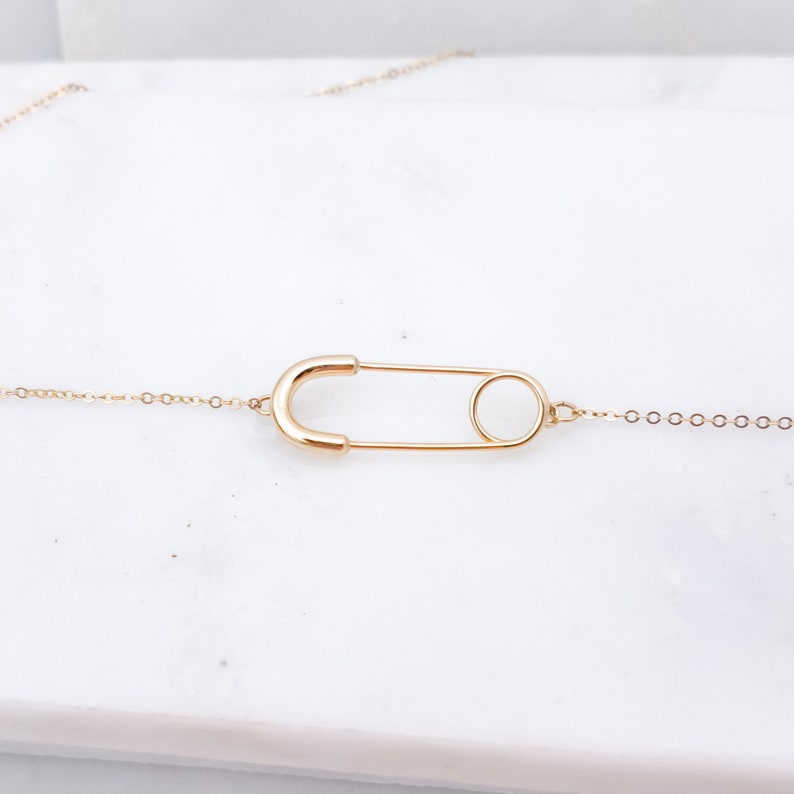 Gold Necklace Safety Pin Choker Necklace 14k Gold Filled Etsy