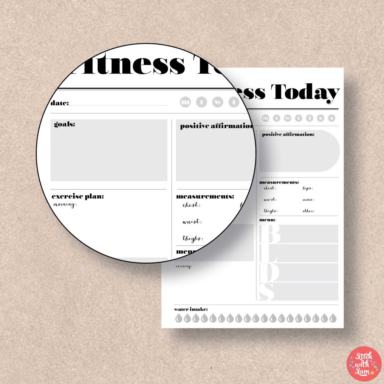 FITNESS Instant Download Printable Planner. Insert Instant | Etsy
