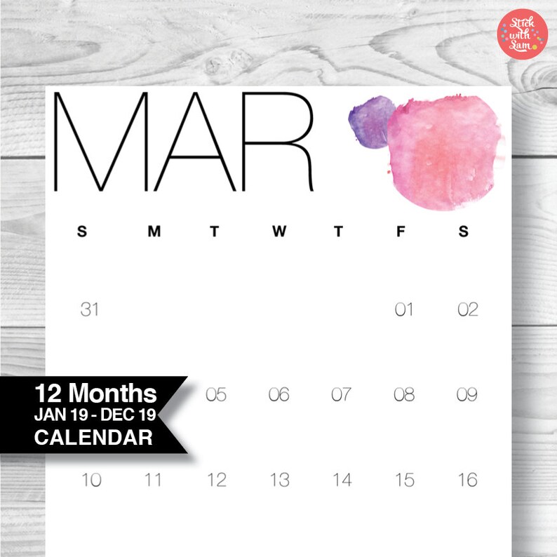 2019 printable calendar planner