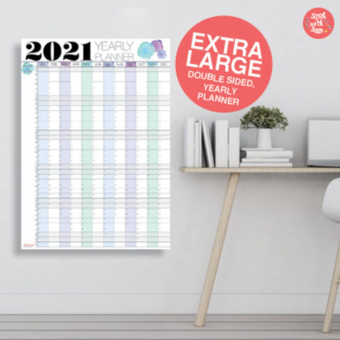 2021 Wall Planner Calendar. Large A1 Sized Yearly 2021 | Etsy