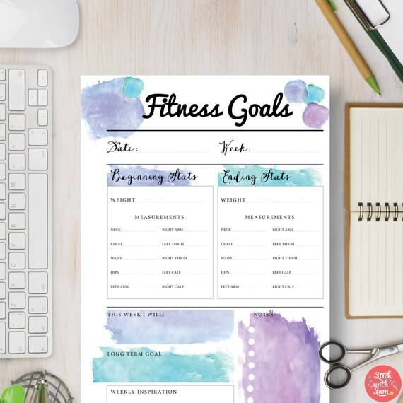 FITNESS Goals Planner Printable. Track your weekly weight ...
