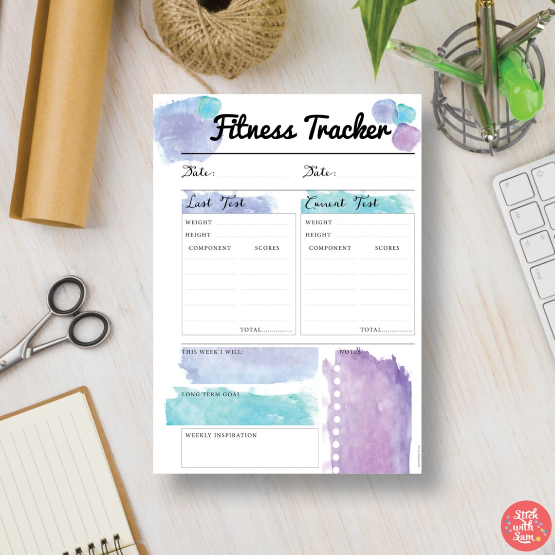 Fitness Printable Planner. A4 A5 Letter & Half Size | Etsy