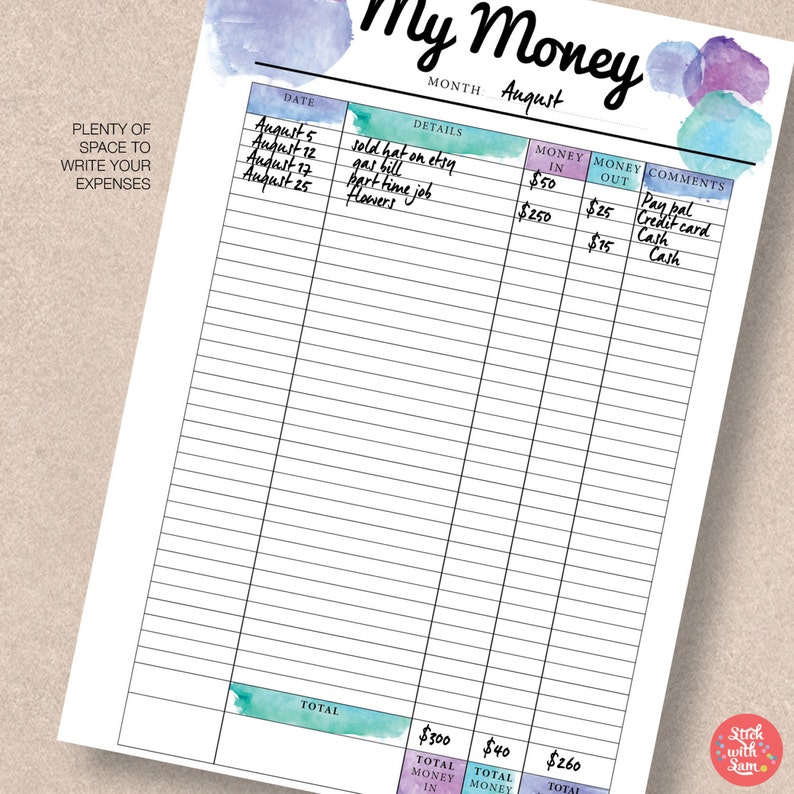 A4 A5 Letter & Half Size Printable Planner. Blue Money / Etsy