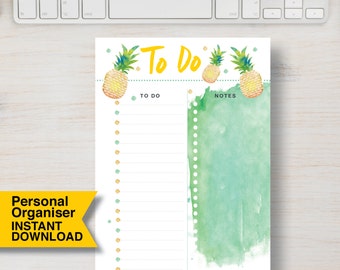 PERSONAL SIZE Planner Insert Pages. Fits Filofax. "To Do" printable planner. Summer insert fits many planners. Size: 3.75" x 6.75" | #716