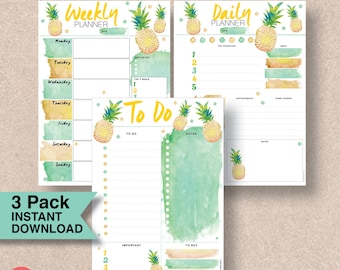 Pineapple Printable Planner Pack: Color Crush Planner Printable includes US Letter, Half Letter, A4 & A5 Planner Inserts. Monday Start| #567