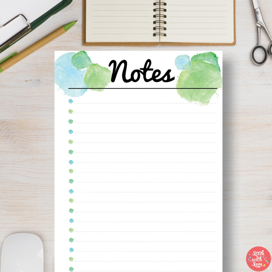 NOTES Bullet Journal Template. Printable Planner for Insert or Binder ...
