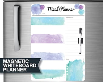 Magnetic Fridge Whiteboard Blue Meal Planner. Mothers Day Gift. Dry Erase Weekly Menu Board Meal Calendar. Large. | #DE3002