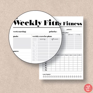 FITNESS Instant Download Printable Planner Weekly Fitness Page. Fitness ...