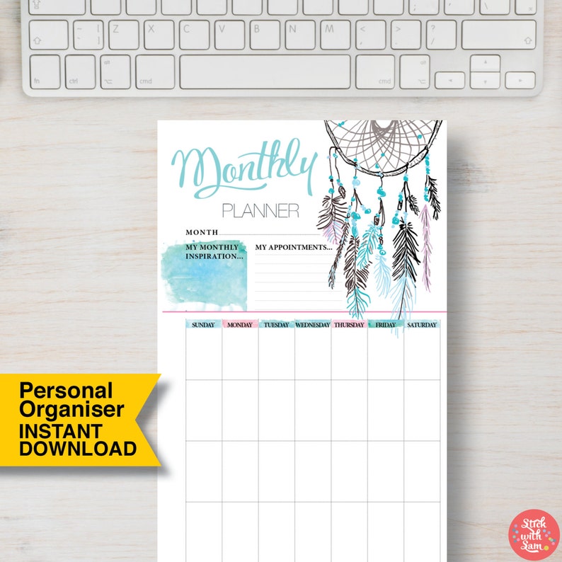 PERSONAL SIZE Monthly Printable Success Planner. Refills for Etsy