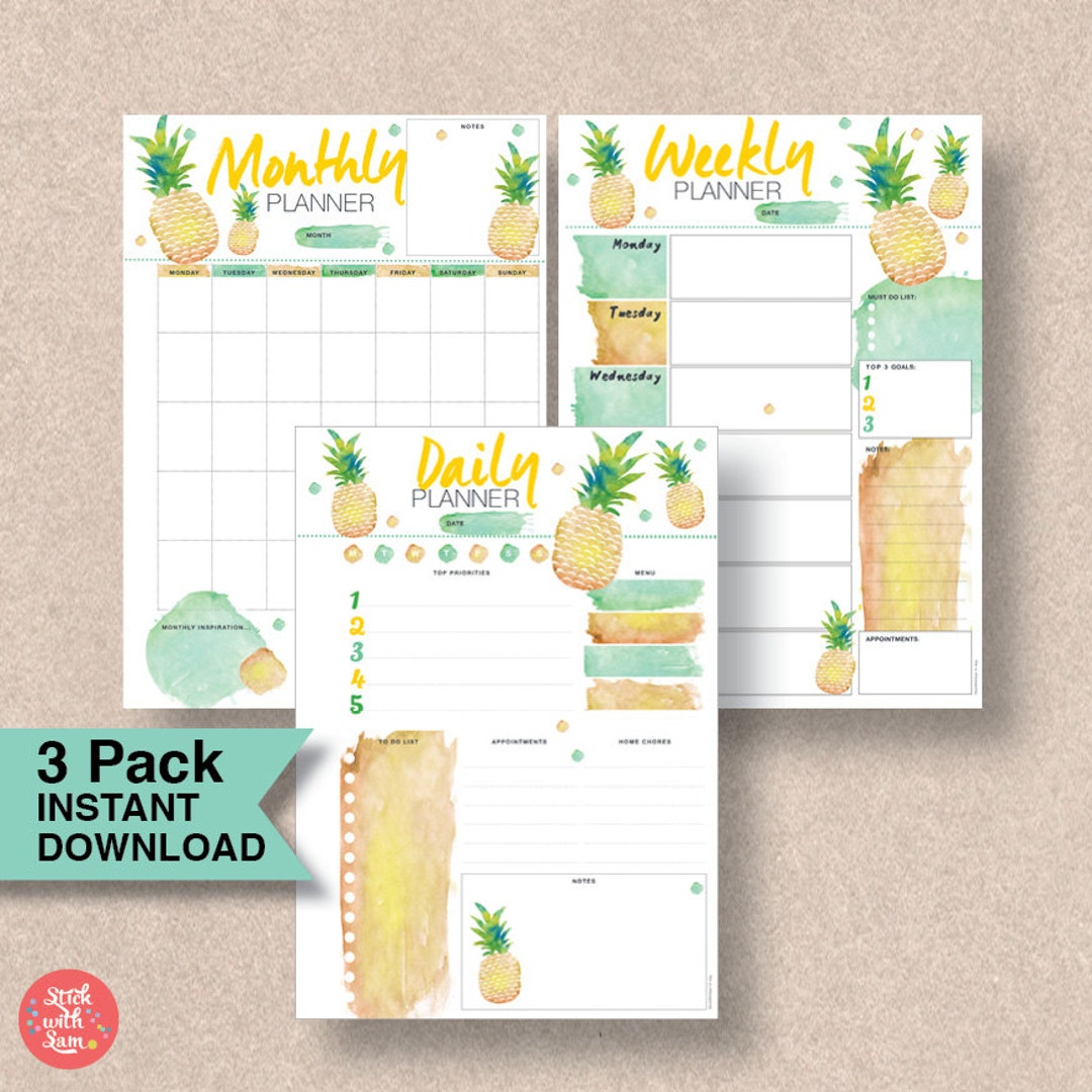 Bullet Journal Insert Printable Template. Daily, Weekly &amp; Monthly. You ...