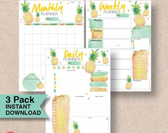 Bullet Journal Insert Printable Template. Daily, Weekly & Monthly. You receive 4 sizes: Letter, Half Page, A4, and A5 planner inserts |#593a