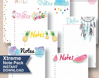 NOTES | Bullet Journal Planner Template Printable. 8 Pack! Includes sizes: A4, A5, Half Page & Letter ll#633