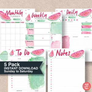 Household Command Board. Bullet Journal Planner Pack. Sun to Sat printable stationery. Summer organizers. Unique Gift for her | #627a