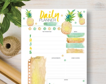 DAILY Printable Pineapple Planner. Monday Start. You receive 4 sizes: A4, A5, US Letter & Half. Great for your planner or desk | #572