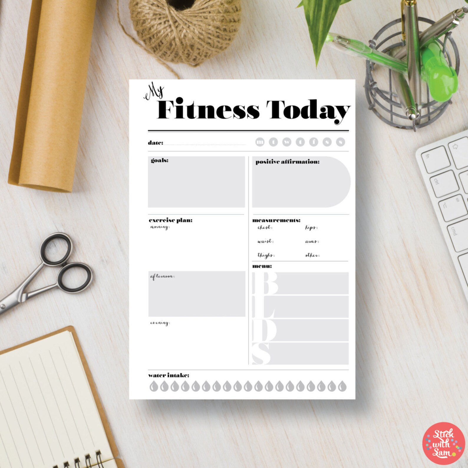 FITNESS Instant Download Printable Planner. Insert Instant | Etsy