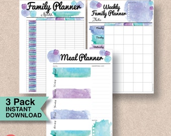 Printable Family Organizer Printable Family Meal Planner Printable Meal Planner, Family Planner, Monthly Planner and Weekly Planner | #556