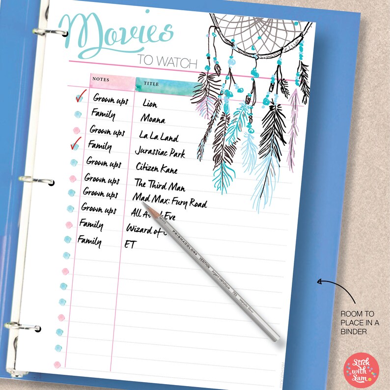 MOVIE Insert Printable. Bullet Journal Stencil. Movies to - Etsy