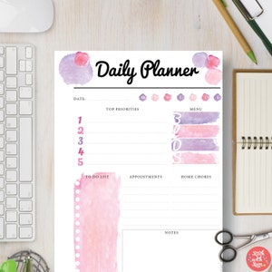 DAILY Printable Pink Planner. Monday Start. You receive 4 sizes: A4, A5, US Letter & Half Letter. Great for your planner or desk | #574