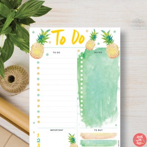 TO DO Pineapple Printable Planner. Great for a planner insert or for your desk. You receive 4 sizes - A4, A5, US Letter & Half | #573