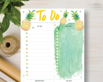 TO DO Pineapple Printable Planner. Great for a planner insert or for your desk. You receive 4 sizes - A4, A5, US Letter & Half | #573