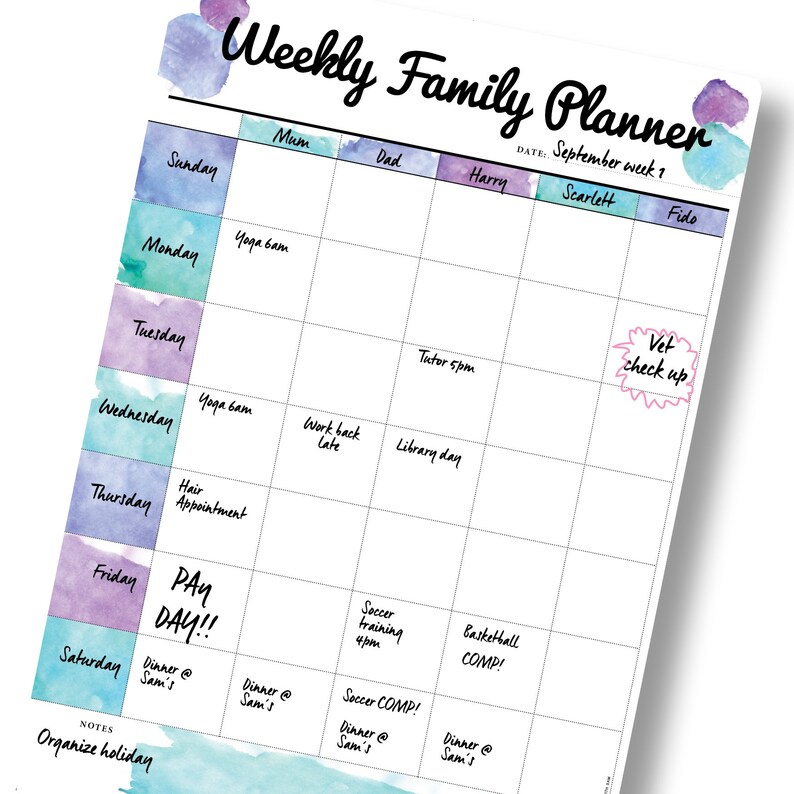 Dry Erase Board Planner Calendar. Weekly Family Etsy