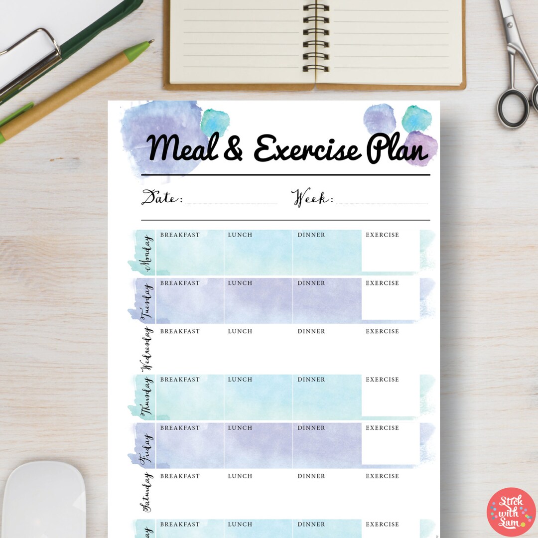 Fitness Printable Planner. A4, A5, Letter &amp; Half Size Printable Planner ...