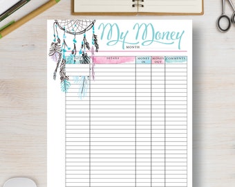 MONEY Finance Printable. Printable budget, financial planner, budget binder, budget planner. Includes A4, A5, Letter & Half sizes | #647