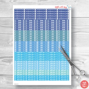 Printable Planner College Stickers for College or School. Blue - Etsy ...