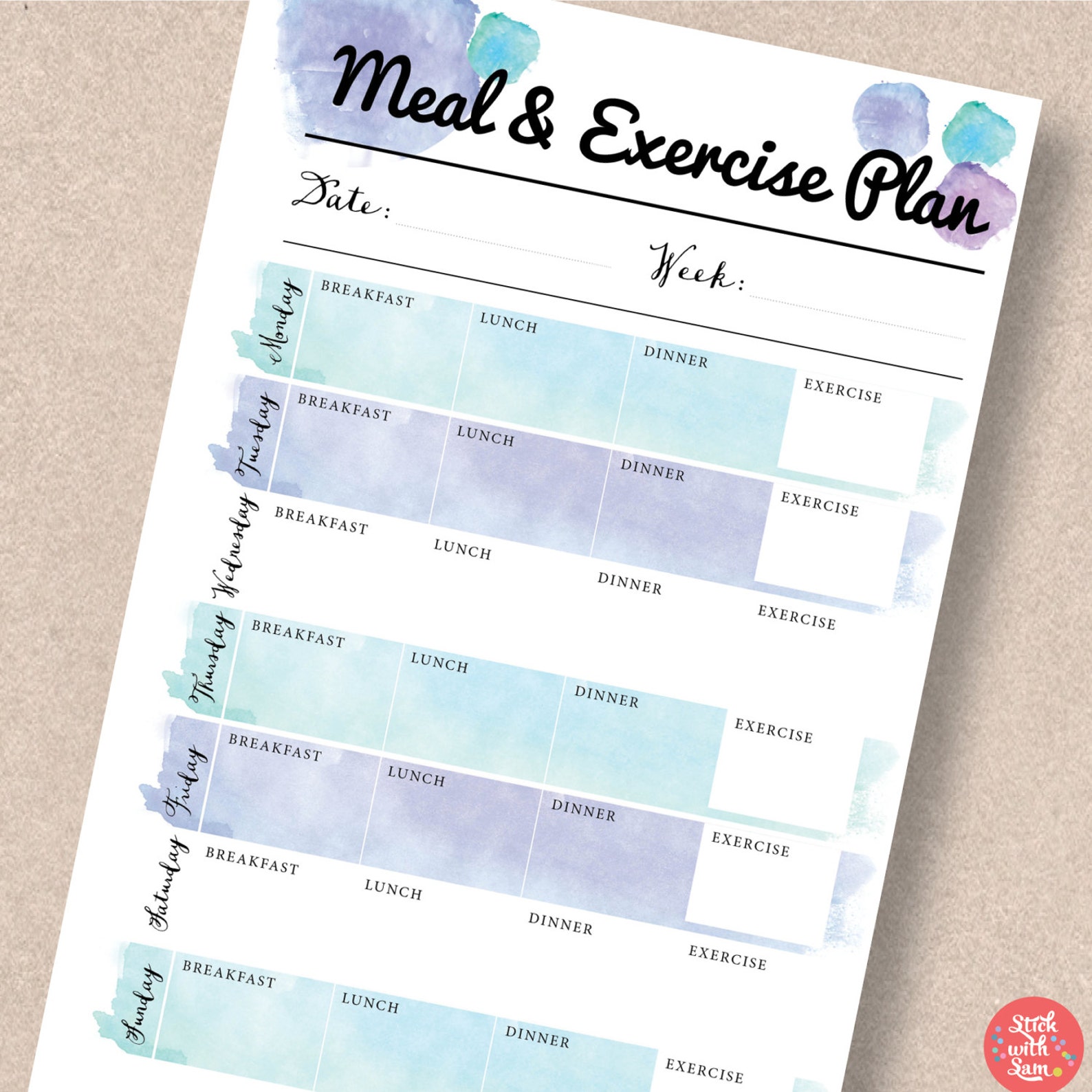 Fitness Printable Planner. A4 A5 Letter &amp; Half Size - Etsy