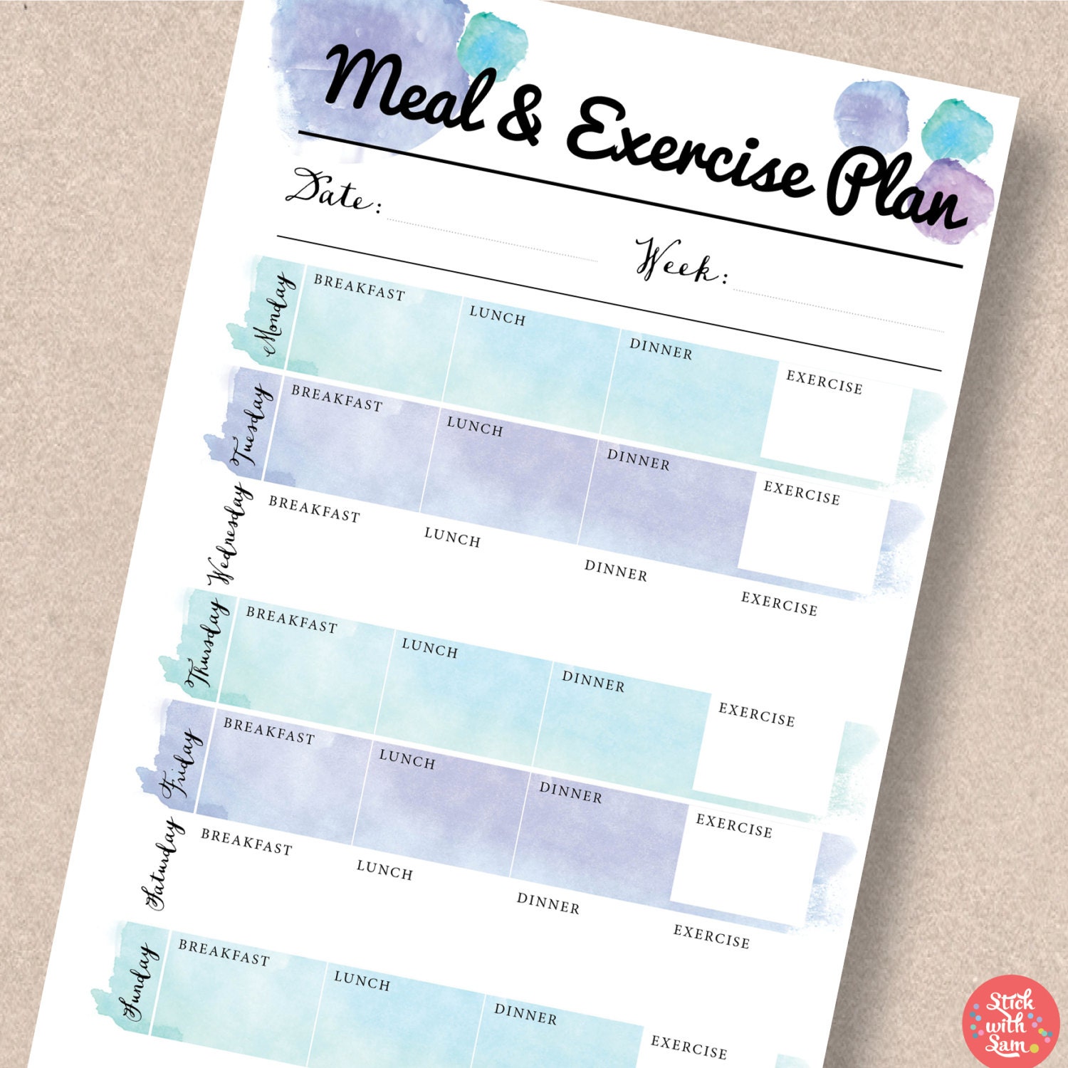 Fitness Printable Planner. A4 A5 Letter &amp; Half Size | Etsy