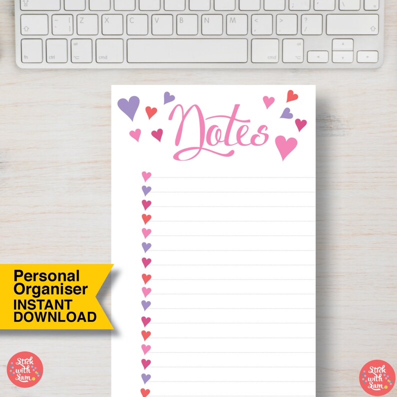 PERSONAL SIZE Printable Personal Organizer Planner Insert. Etsy