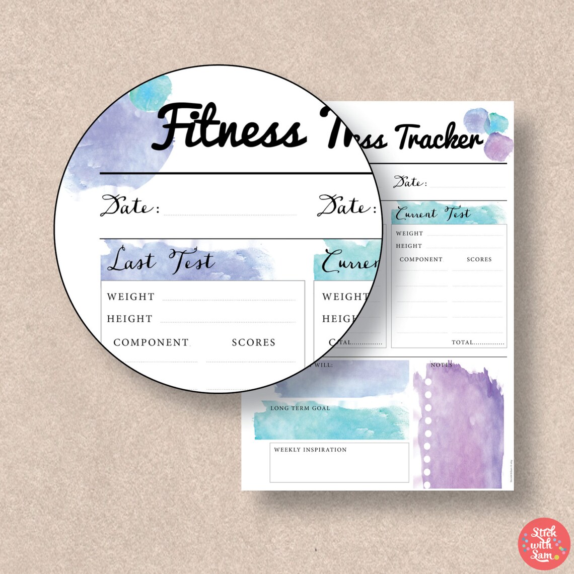 Fitness Printable Planner. A4 A5 Letter &amp; Half Size | Etsy
