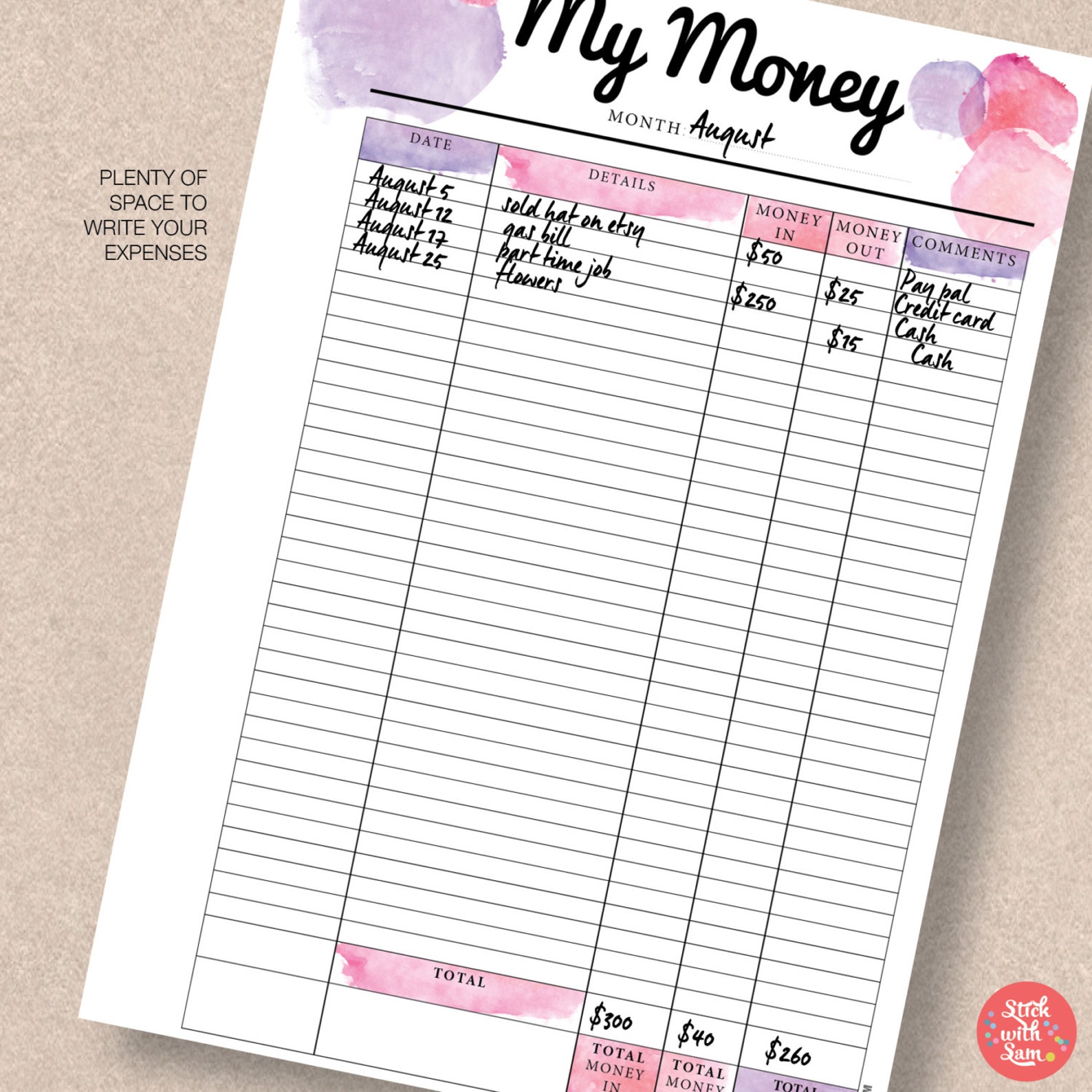 MONEY Planner Printable includes A5. Instant Download. Can be Etsy