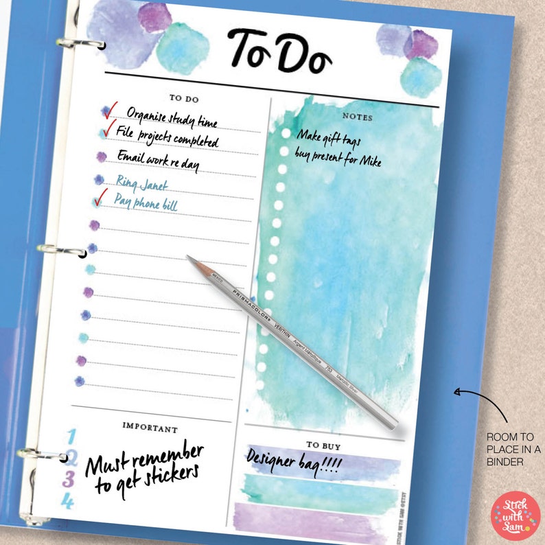 TO DO Blue Printable Planner. Great for a Planner Insert or | Etsy