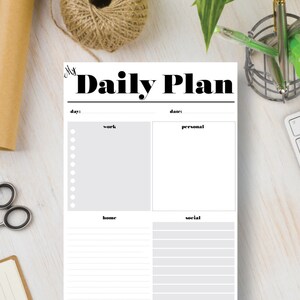 DAILY Day Planner Printable Insert Simple Portrait Page. Instant Download Printable Planner. A4, A5, Letter and Half Letter sizes | #531