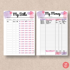 Money Printable Planner Pack. Instant Printable. 2 Pink Planners, Bills ...