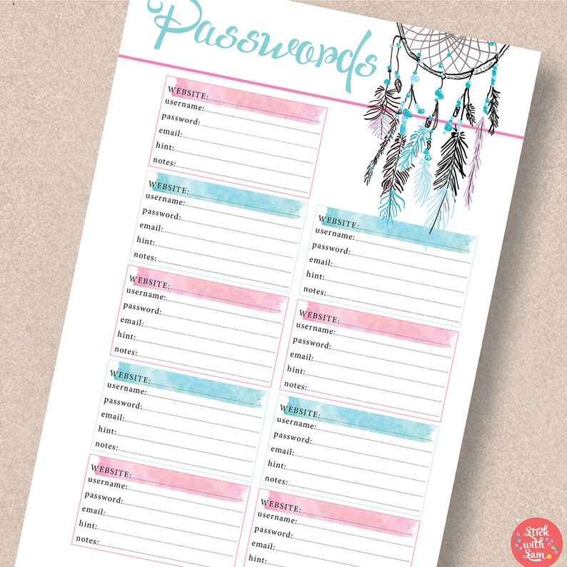PASSWORD Printable Bullet Journal. Printable Planner Dream - Etsy