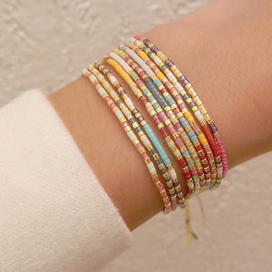 Miyuki beads bracelet Morse Code customizable V2 - Collection 'Light color'