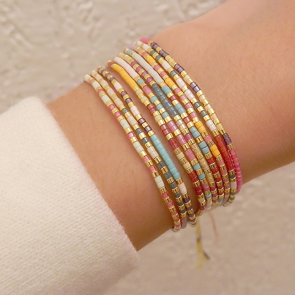 LOT DE 2 Bracelets inspiration code Morse perles Miyuki personnalisable V2 - Collection "Couleur clair" (prix réduit*)