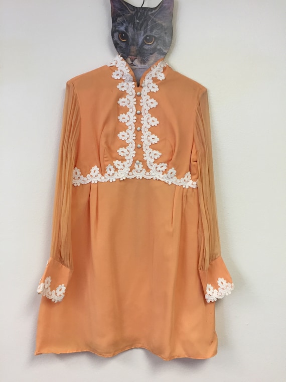 1960’s Chiffon Peach Party Dress - image 1