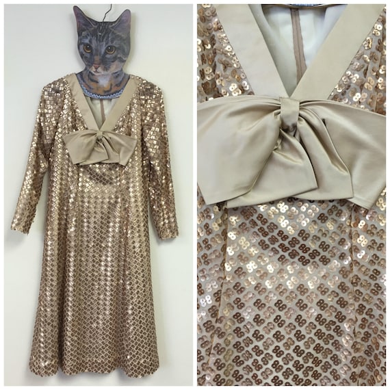 1960's Gold Sequin Cocktail Dress