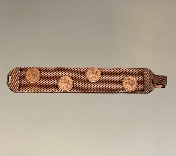 Mid Century Copper Coin Bracelet